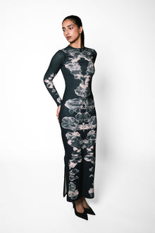 Alienis Print Maxi Dress in Black