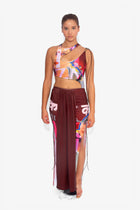Front Draped Stretch Skirt in Bollywood Print