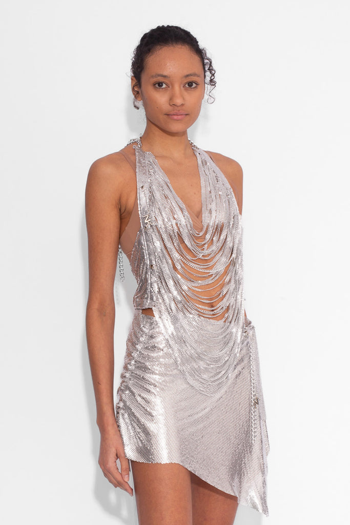 Shredded Chainmail Top in Silver
