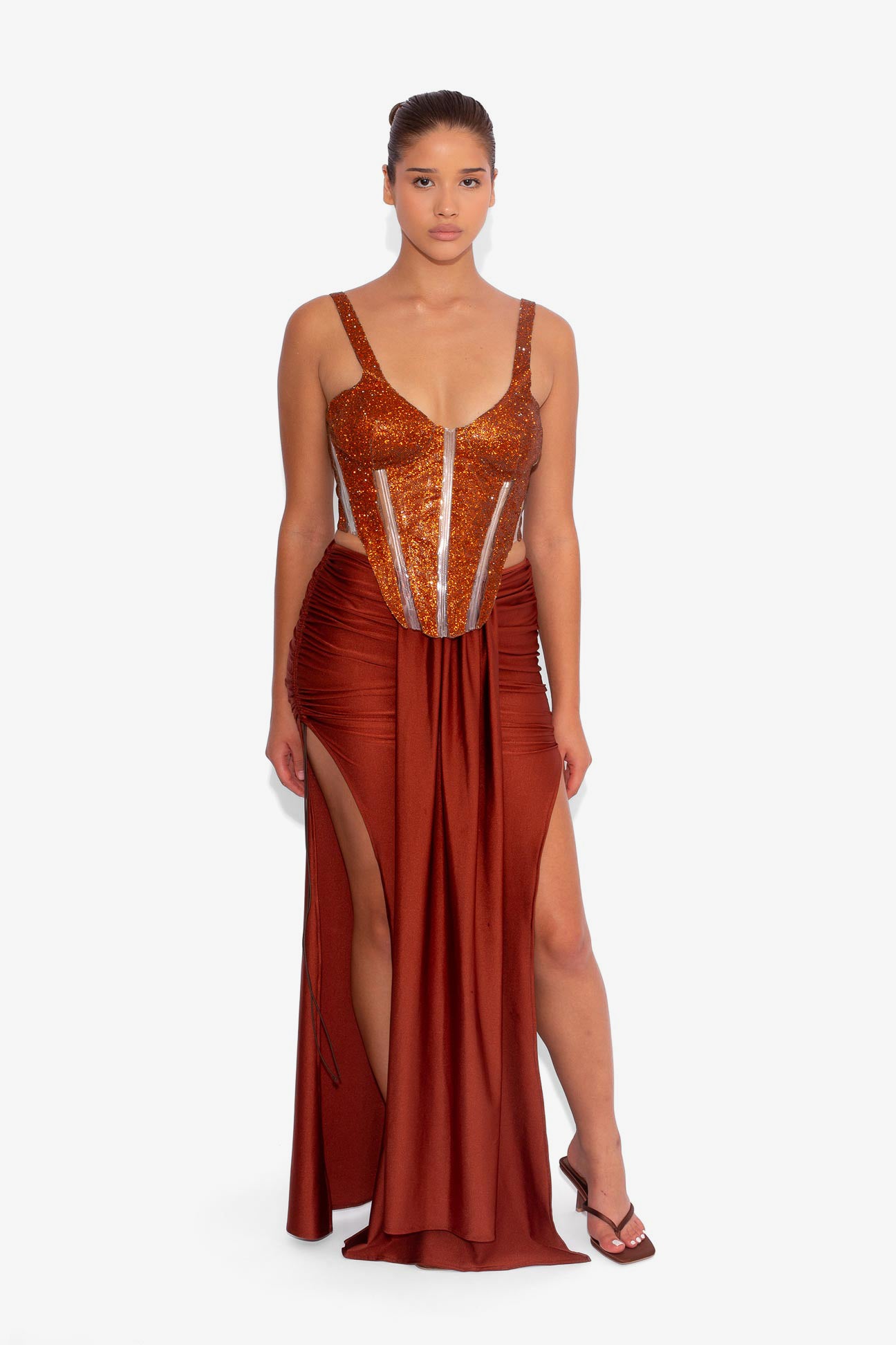 Crystal Corset Top in Rust