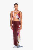 Front Draped Stretch Skirt in Bollywood Print