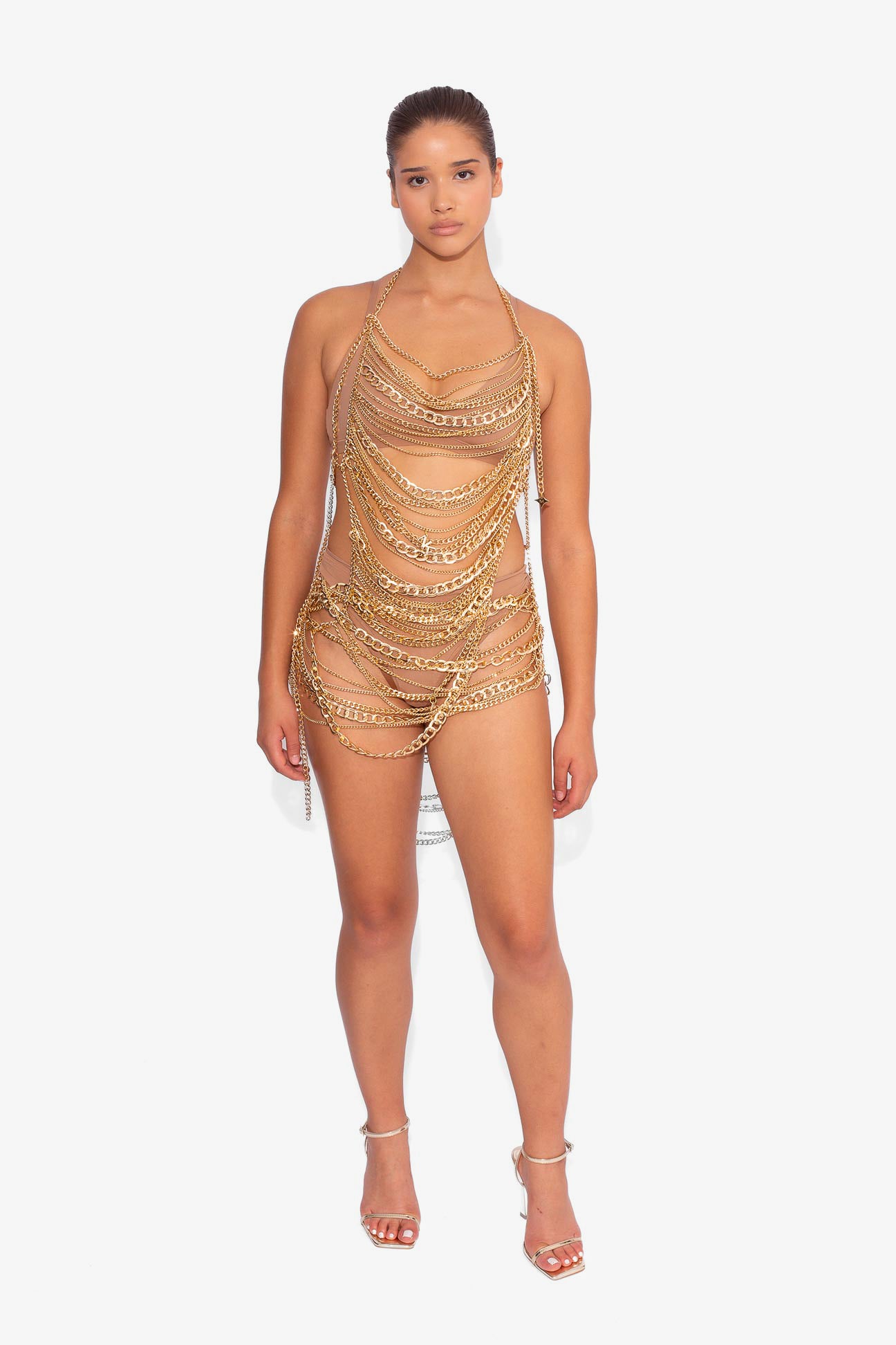 Chain & Charms Dress in Gold