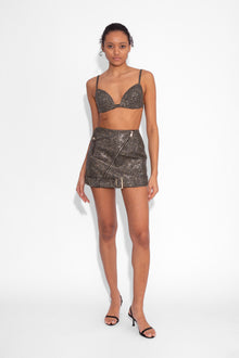 Crystal Biker Mini Skirt in Black