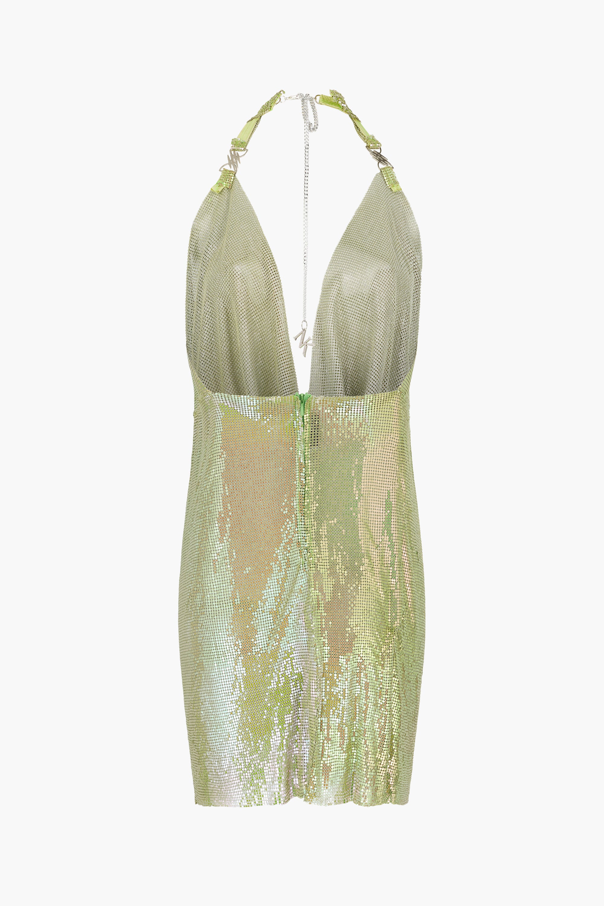 Pulse Metal Mesh Dress in Green Iridescent