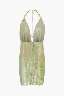 Pulse Metal Mesh Dress in Green Iridescent