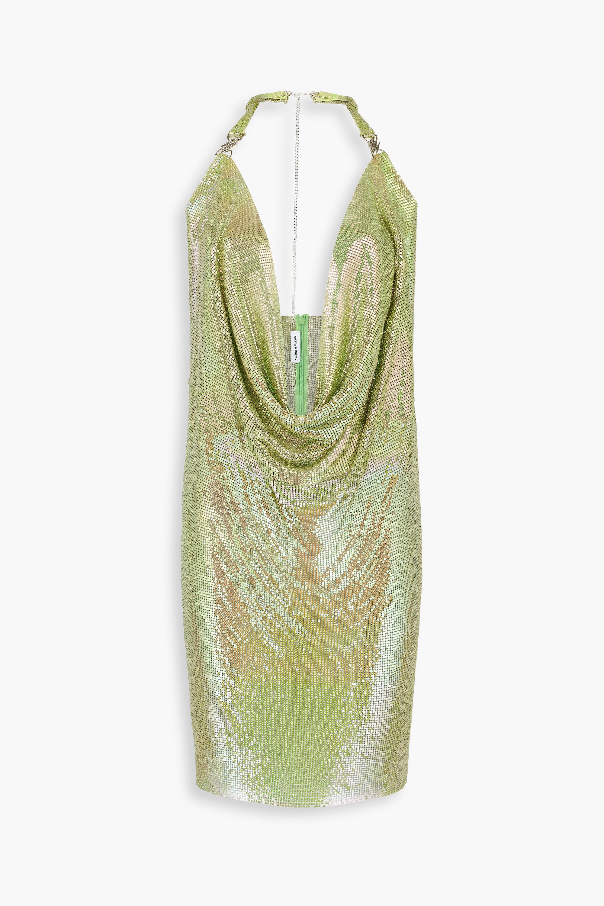 Pulse Metal Mesh Dress in Green Iridescent