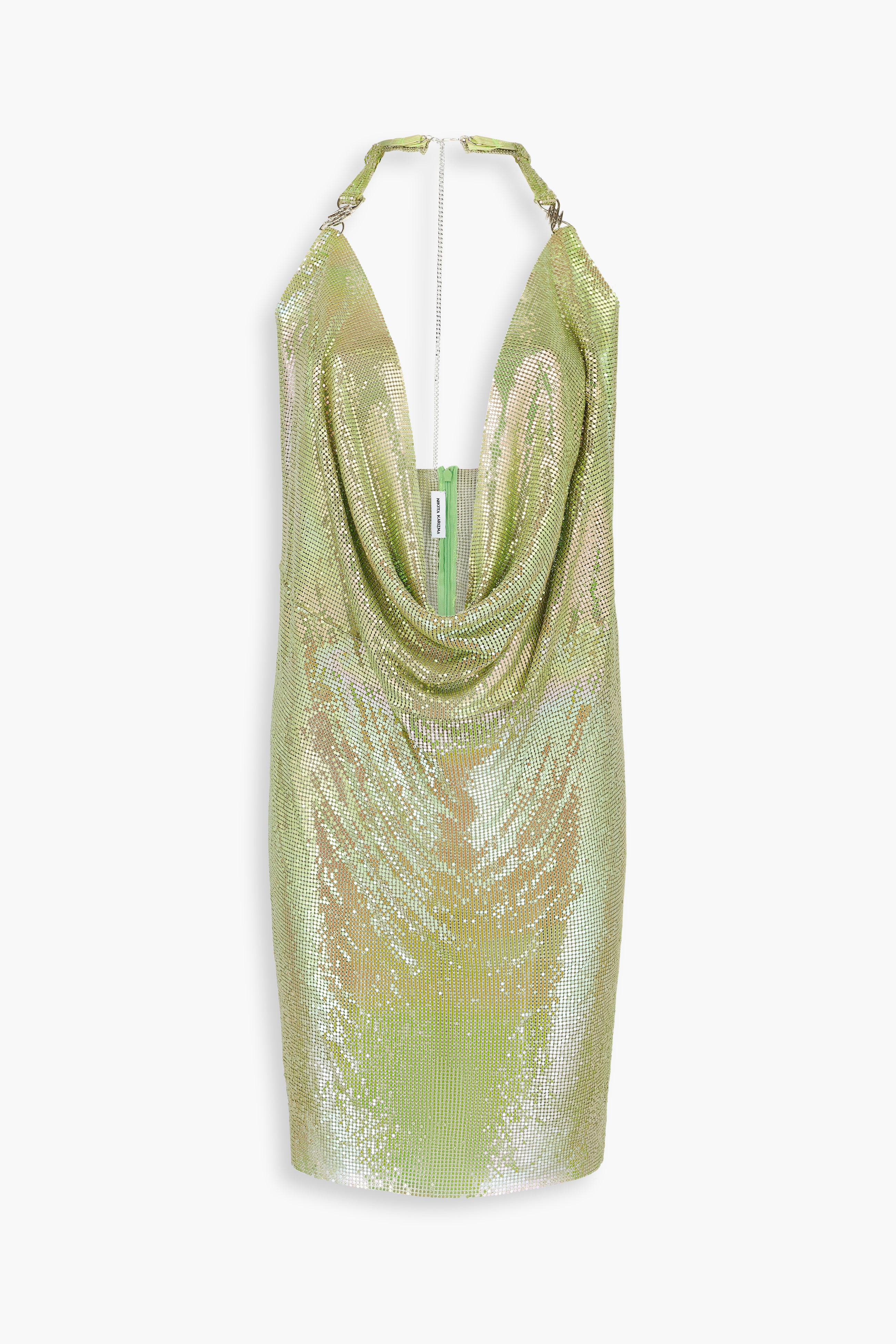 Pulse Metal Mesh Dress in Green Iridescent
