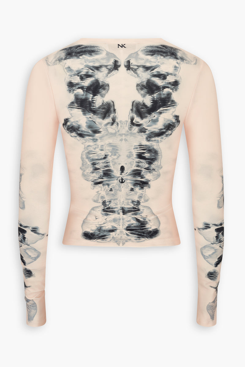 Alienis Print Top in Peach