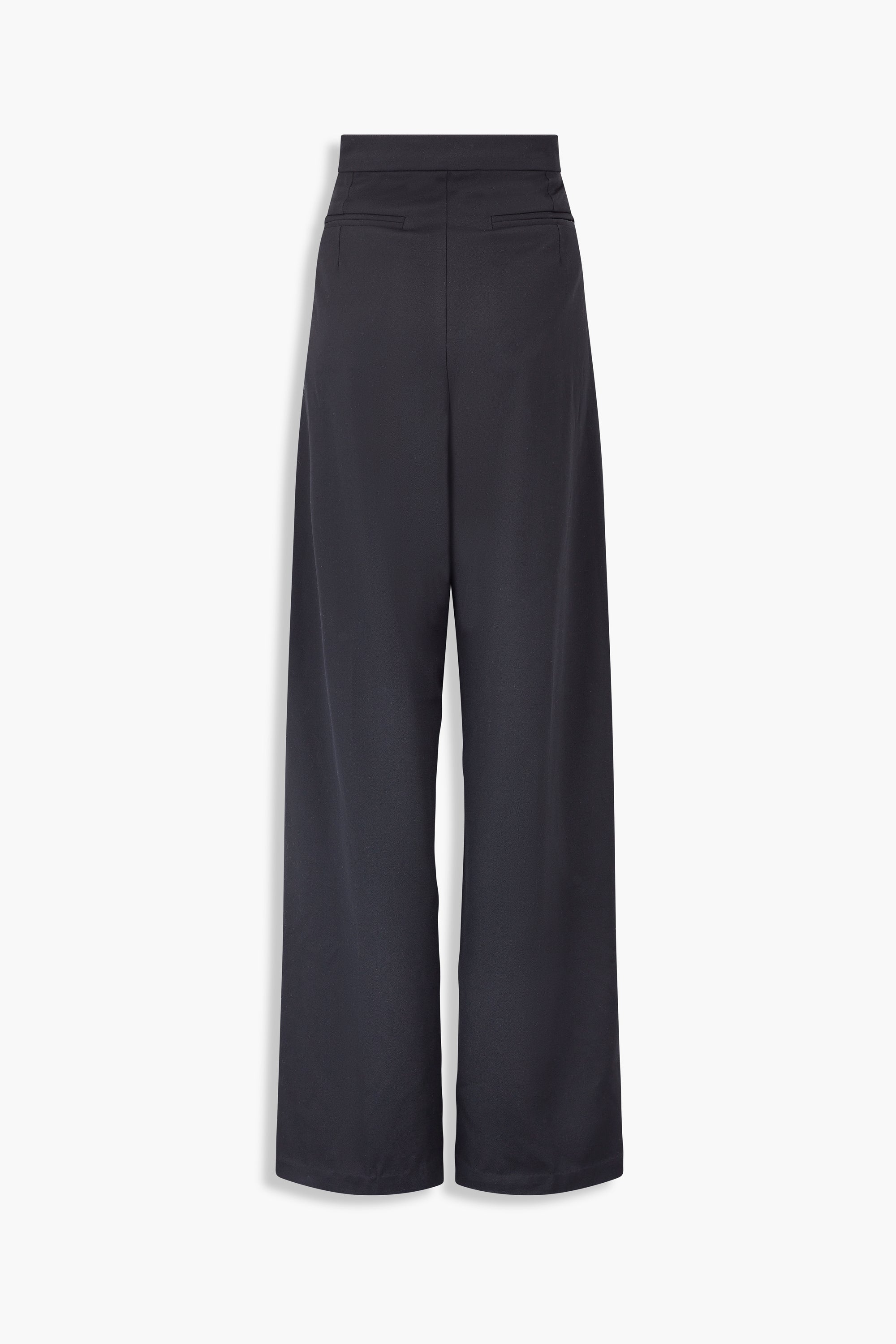 Wool Tailored Straight Cut Trousers in Black