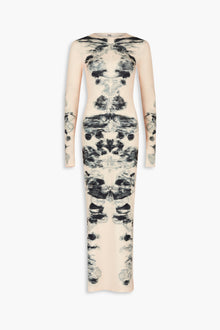 Alienis Print Maxi Dress in Peach