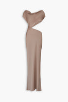 Bias Cut Slash Silk Dress in Bone