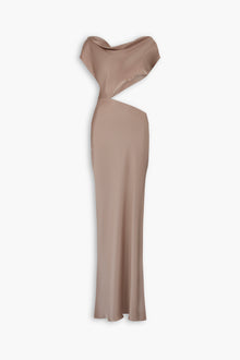 Bias Cut Slash Silk Dress in Bone