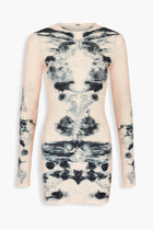 Alienis Print Mini Dress in Peach