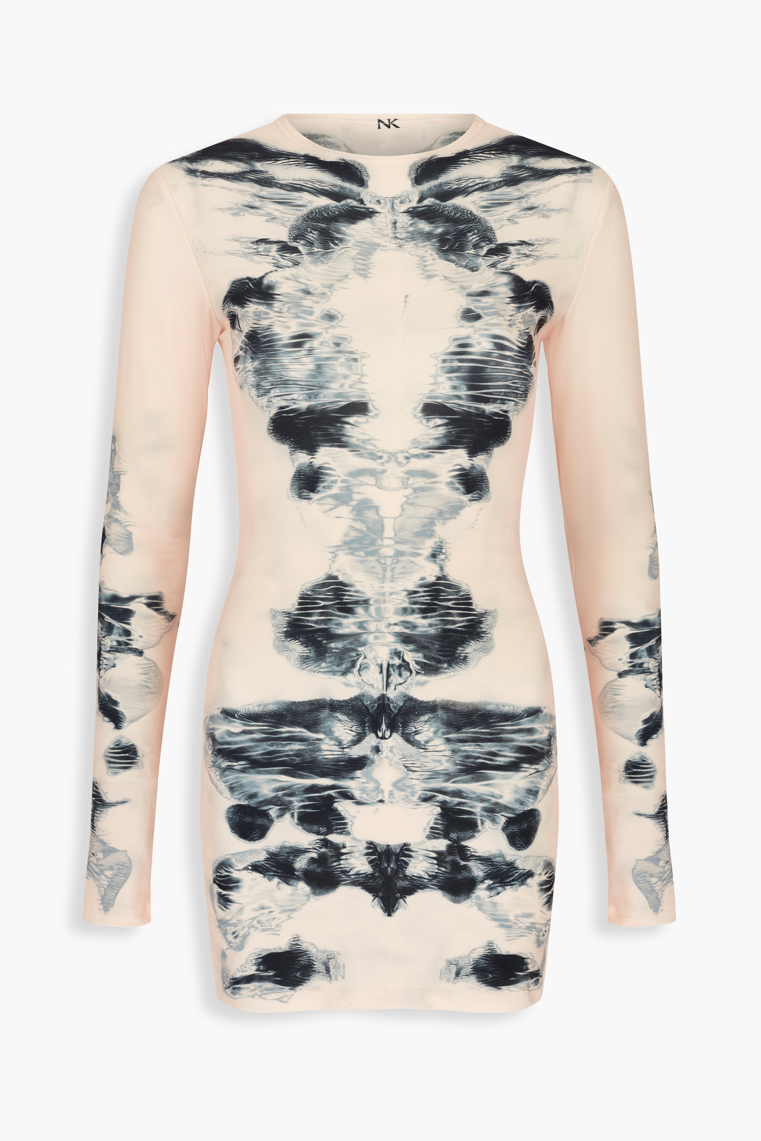 Alienis Print Mini Dress in Peach