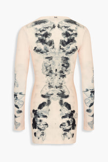 Alienis Print Mini Dress in Peach