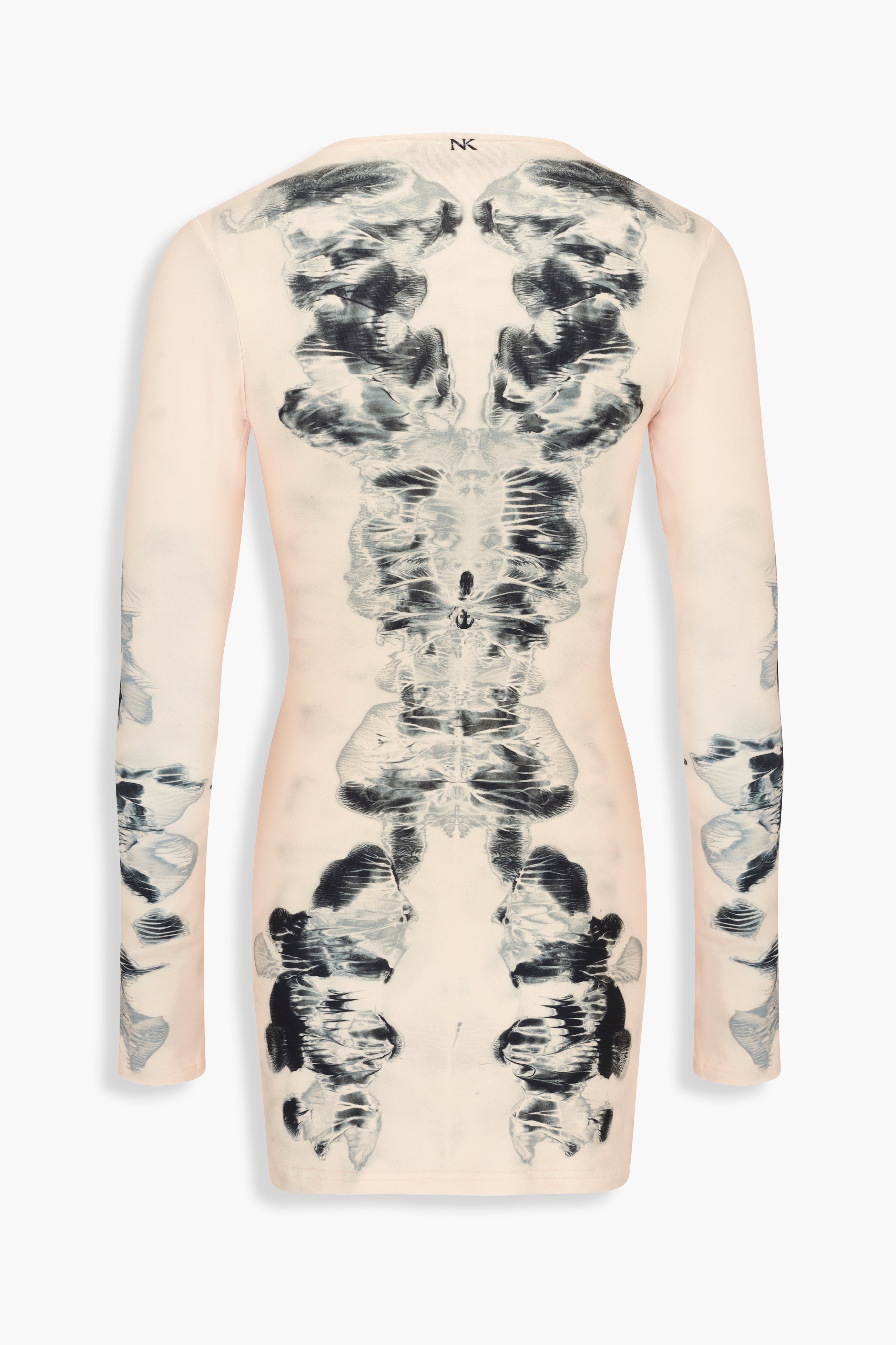 Alienis Print Mini Dress in Peach