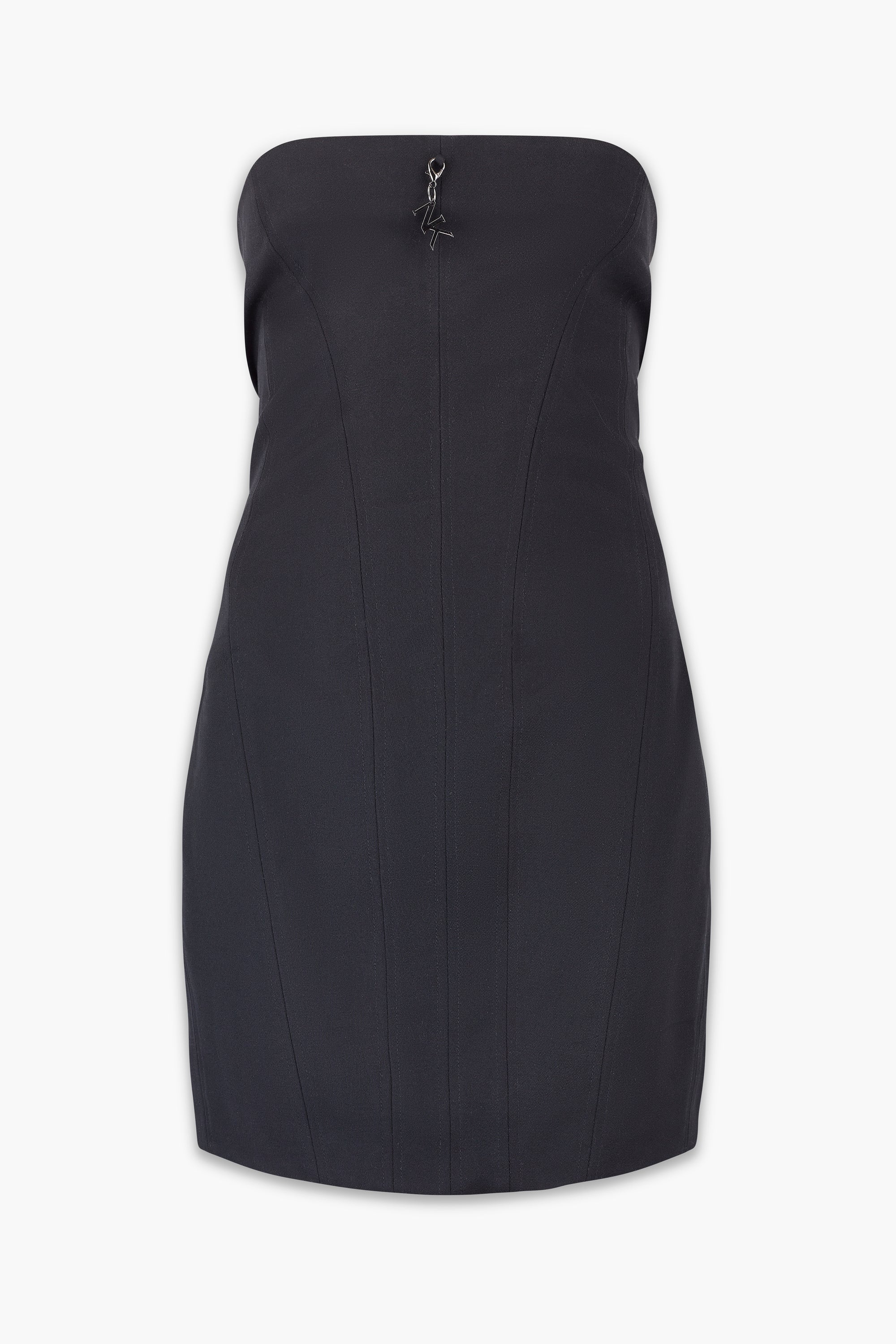 Wool Tailored Bodycon Mini Dress in Black