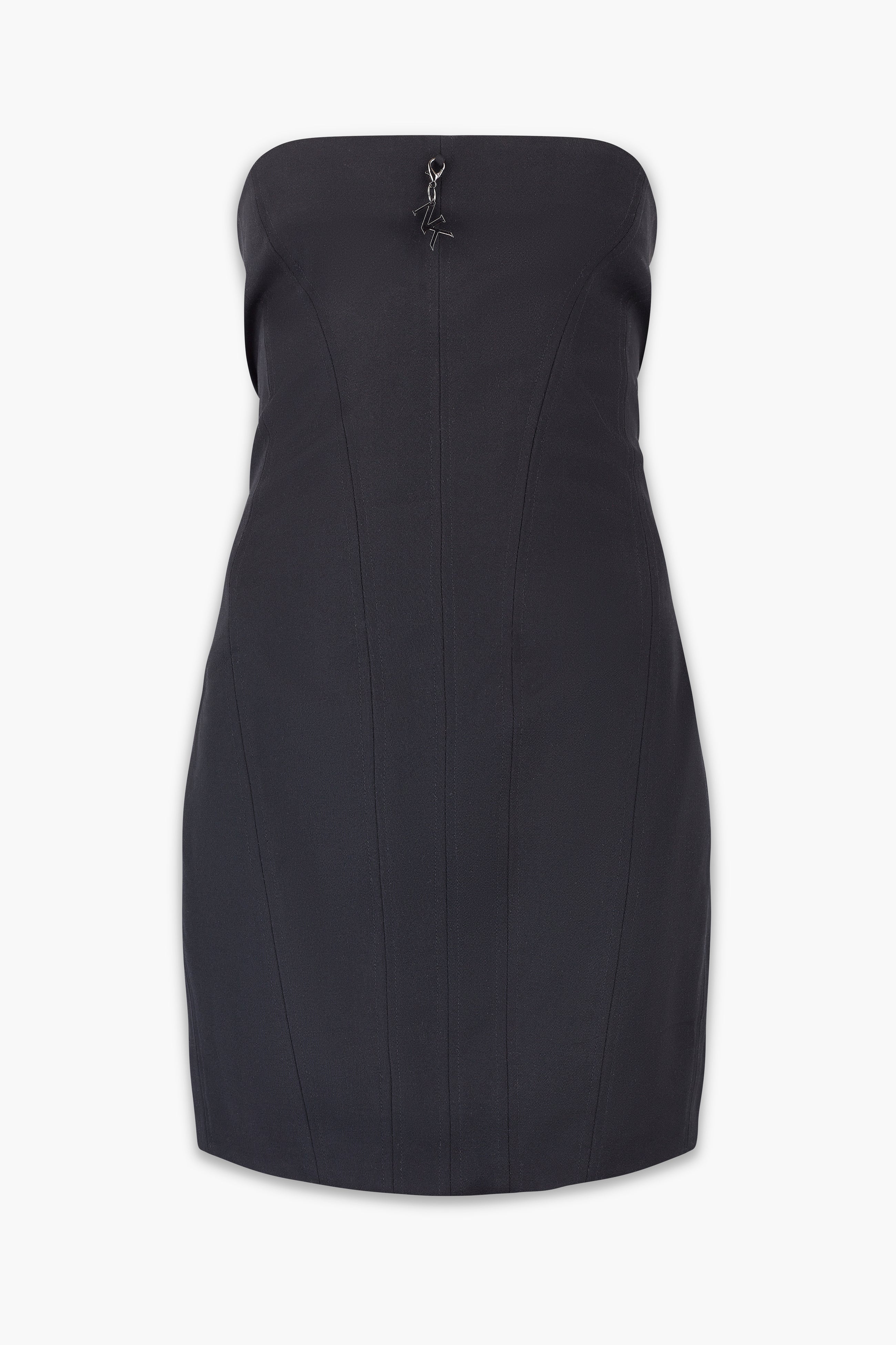 Wool Tailored Bodycon Mini Dress in Black
