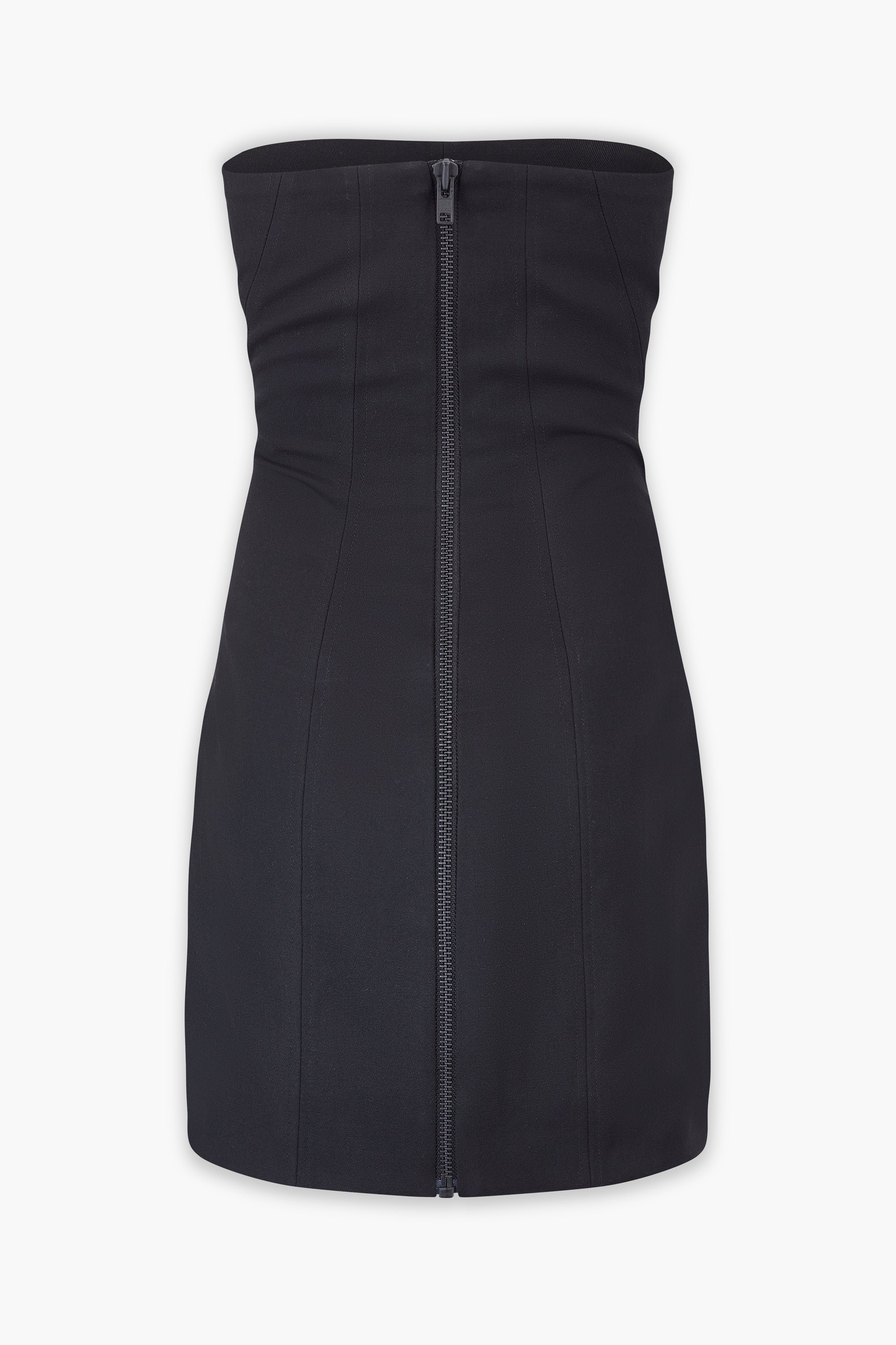 Wool Tailored Bodycon Mini Dress in Black