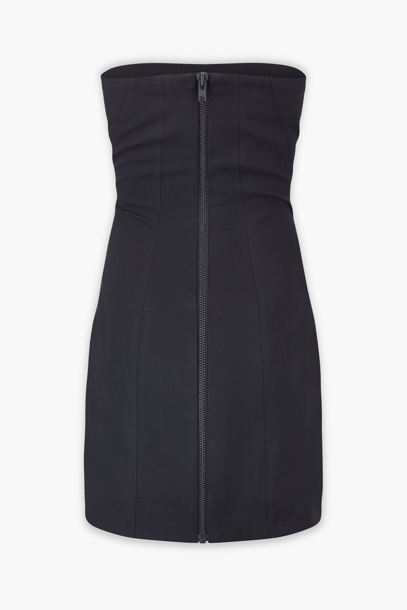 Wool Tailored Bodycon Mini Dress in Black