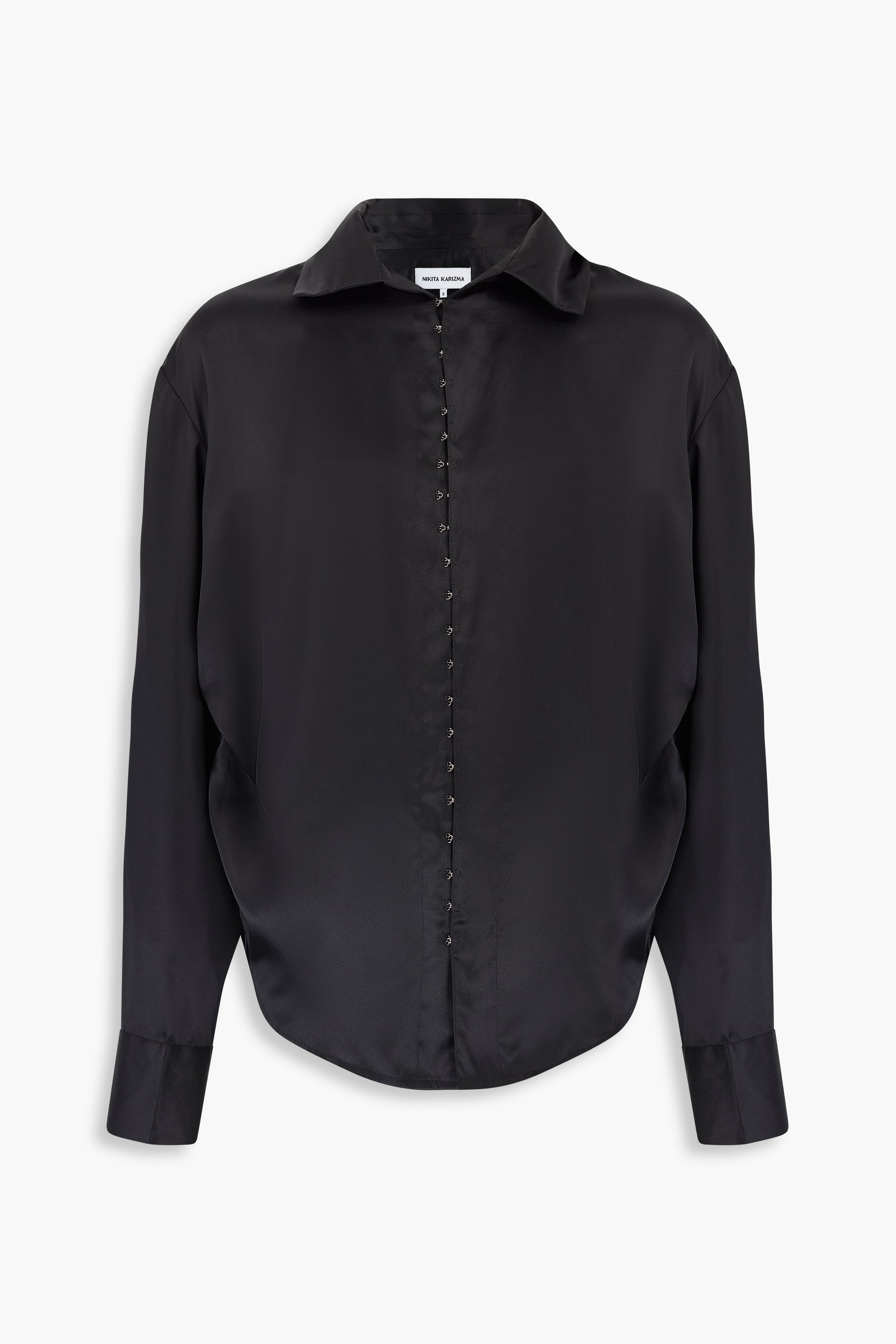Side Ruched Silk Shirt in Black
