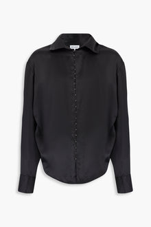 Side Ruched Silk Shirt in Black