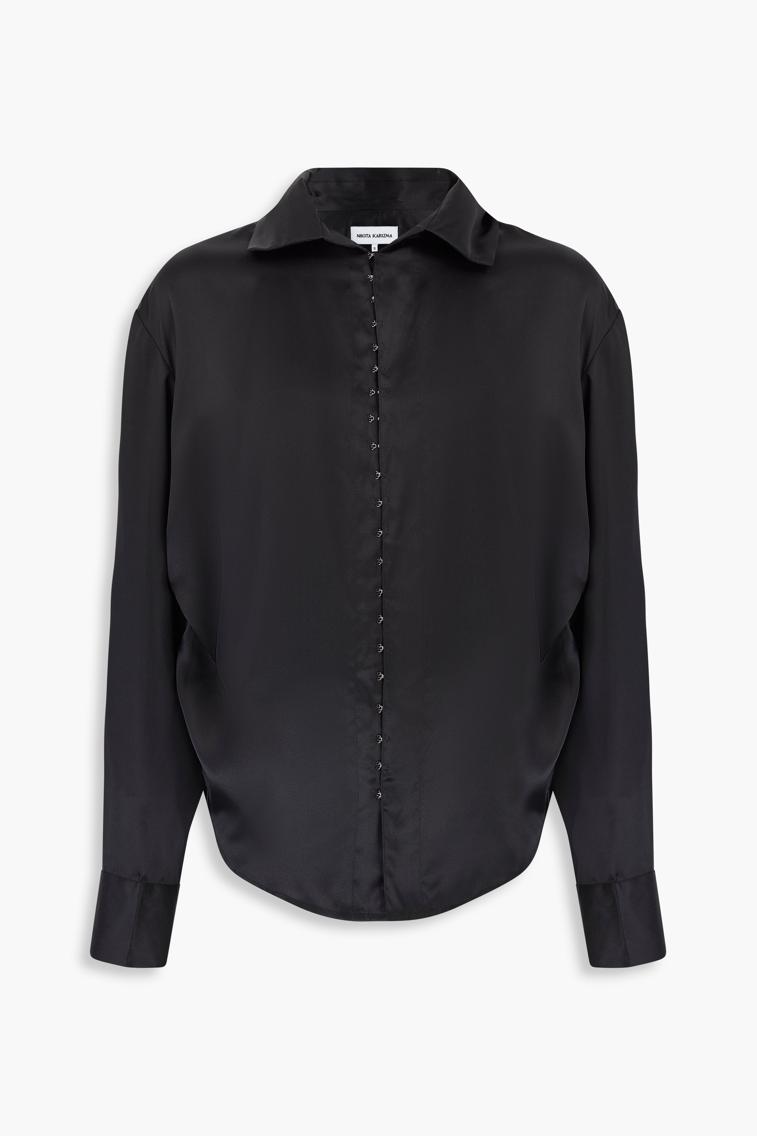 Side Ruched Silk Shirt in Black
