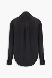 Side Ruched Silk Shirt in Black