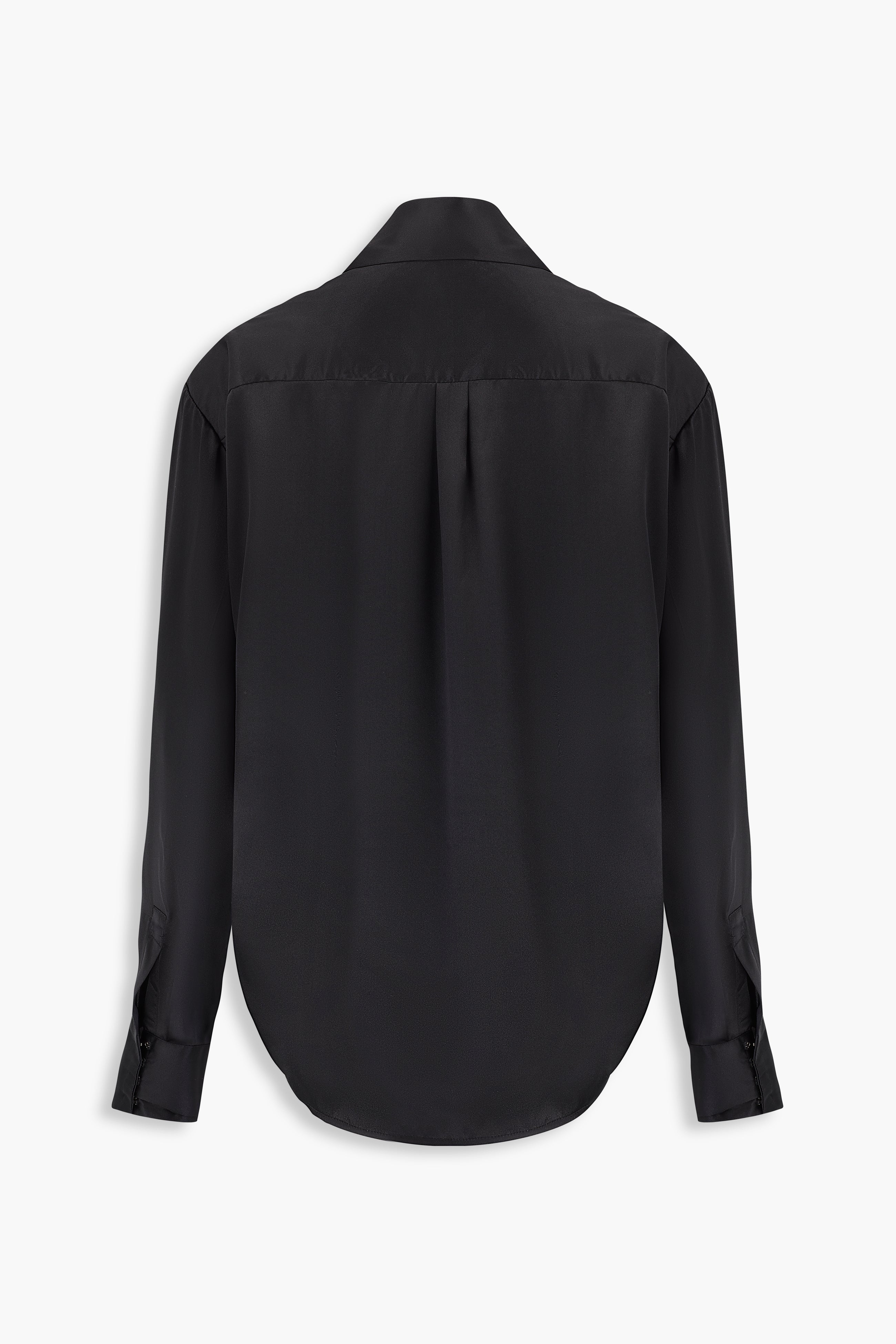 Side Ruched Silk Shirt in Black