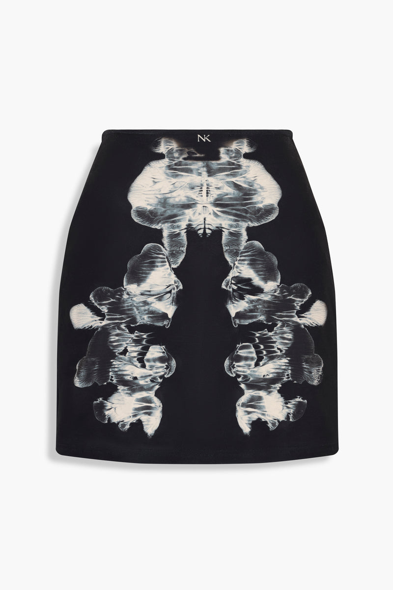 Alienis Print Mini Skirt in Black