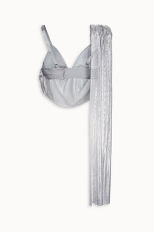 Liquid Metal Mesh Cowl Top in Silver