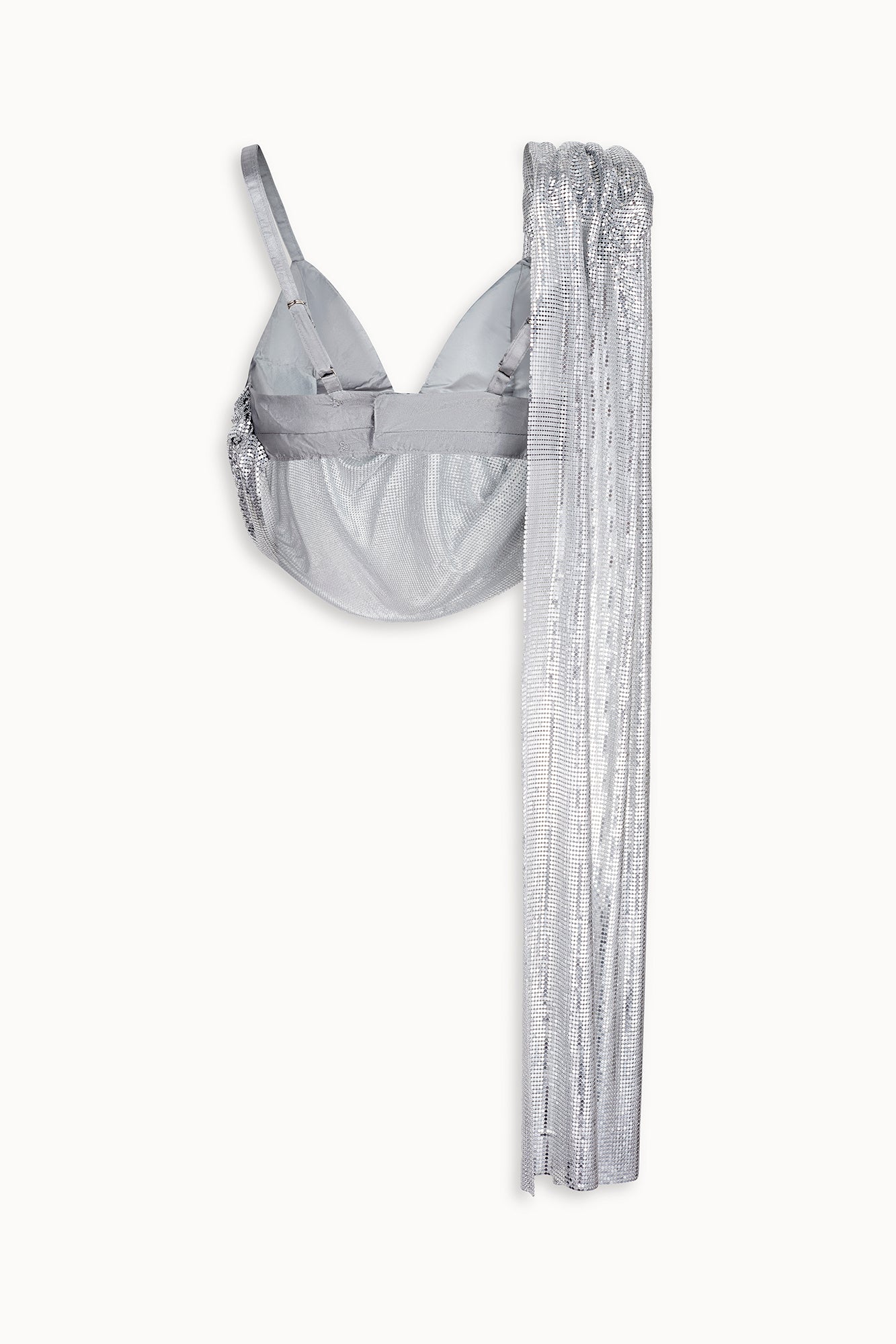 Liquid Metal Mesh Cowl Top in Silver