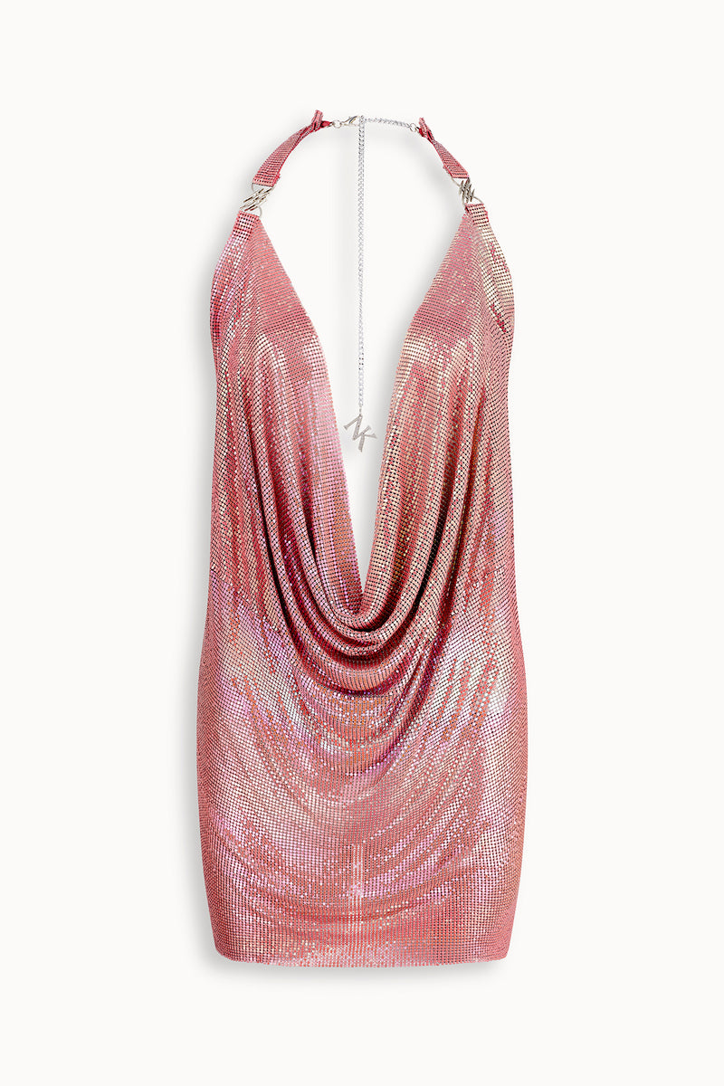 Pulse Metal Mesh Dress in Pink