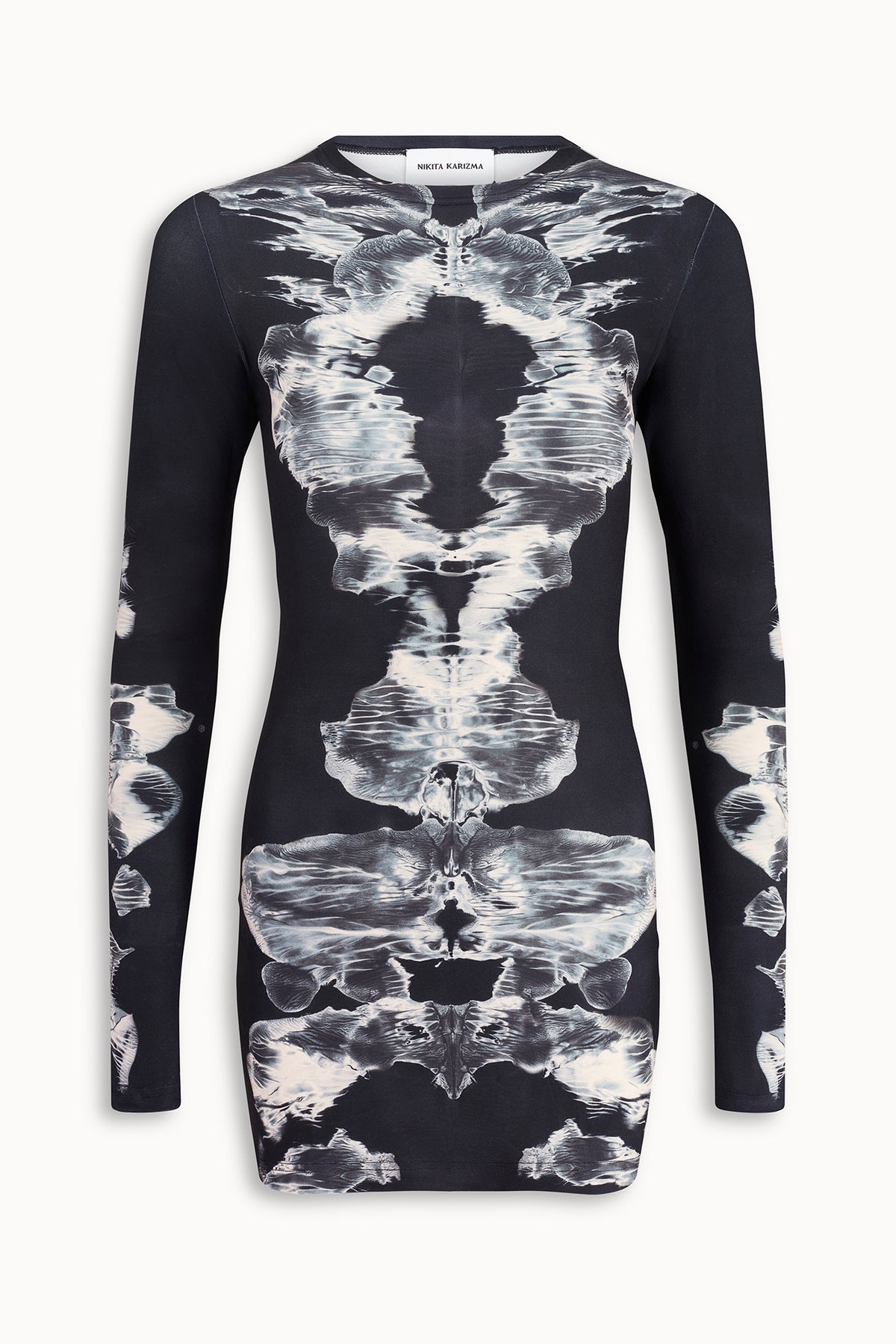 Alienis Print Mini Dress in Black