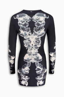 Alienis Print Mini Dress in Black