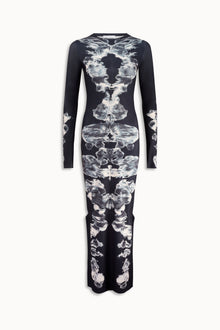 Alienis Print Maxi Dress in Black