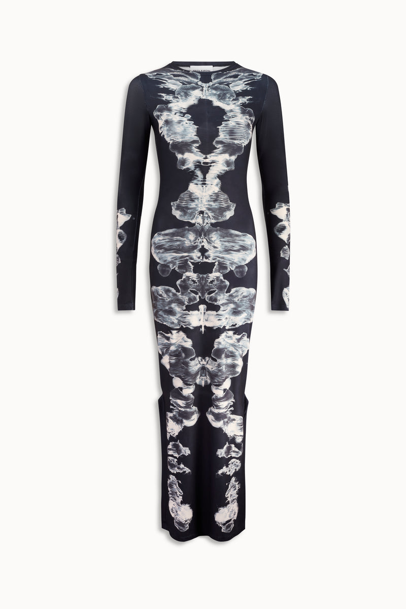 Alienis Print Maxi Dress in Black