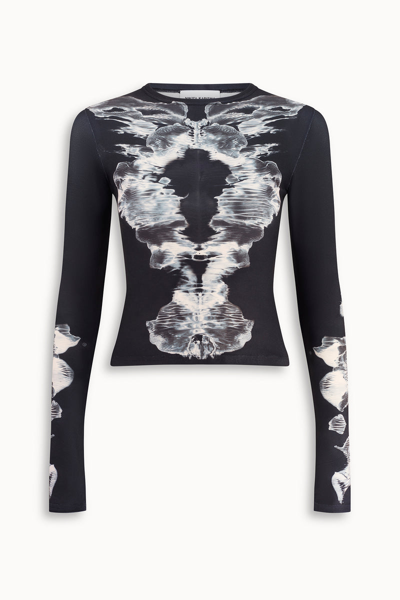 Alienis Print Top in Black