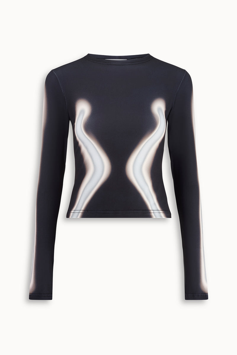 Strobe Print Top in Black