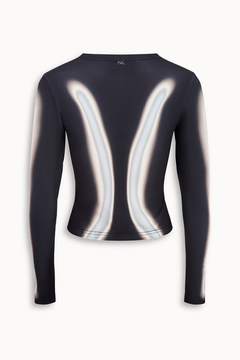 Strobe Print Top in Black