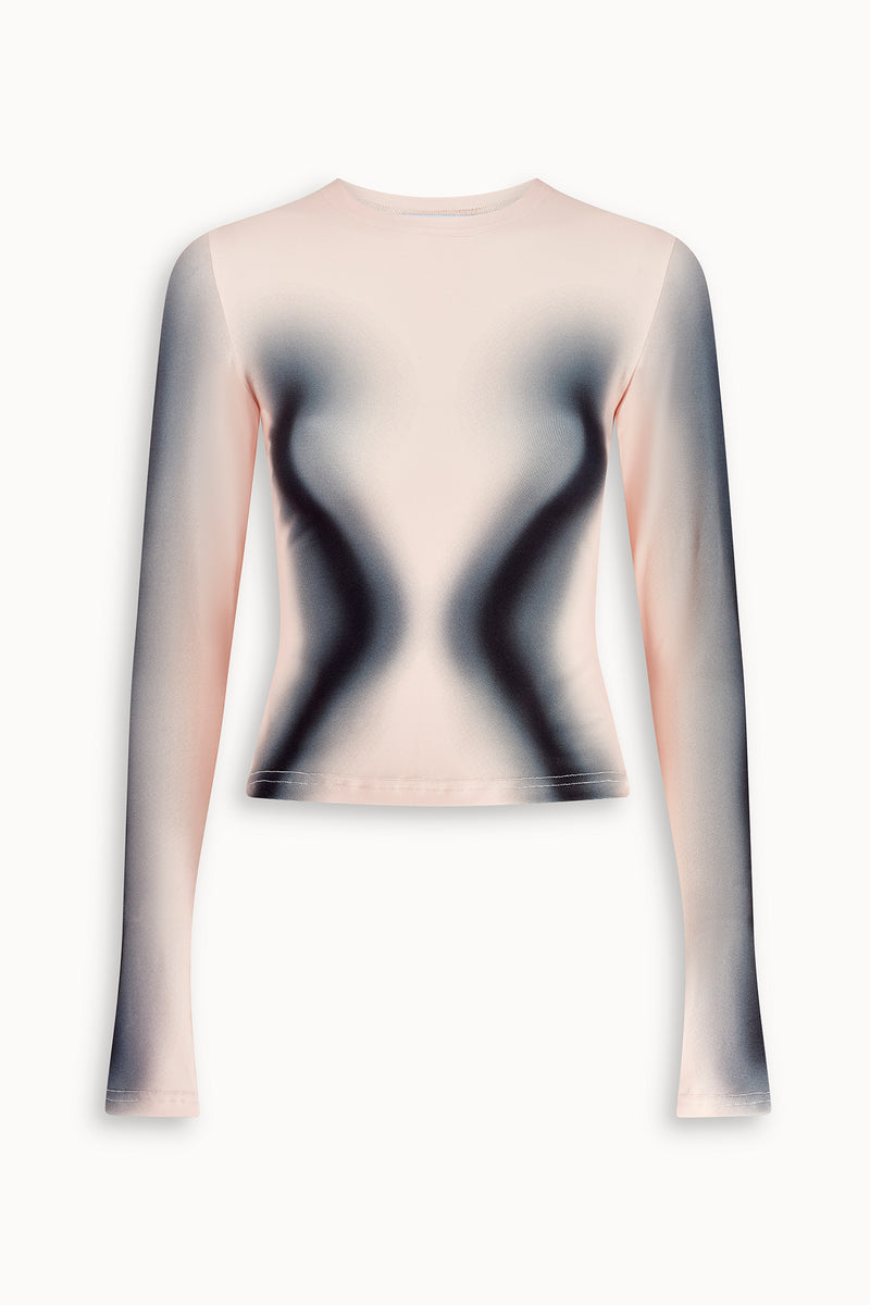 Strobe Print Top in Papaya