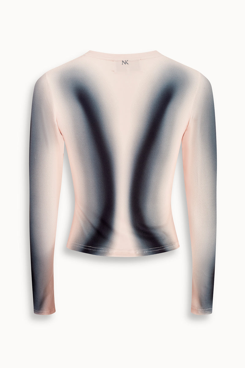 Strobe Print Top in Papaya
