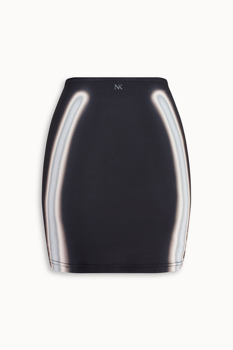 Strobe Print Mini Skirt in Black