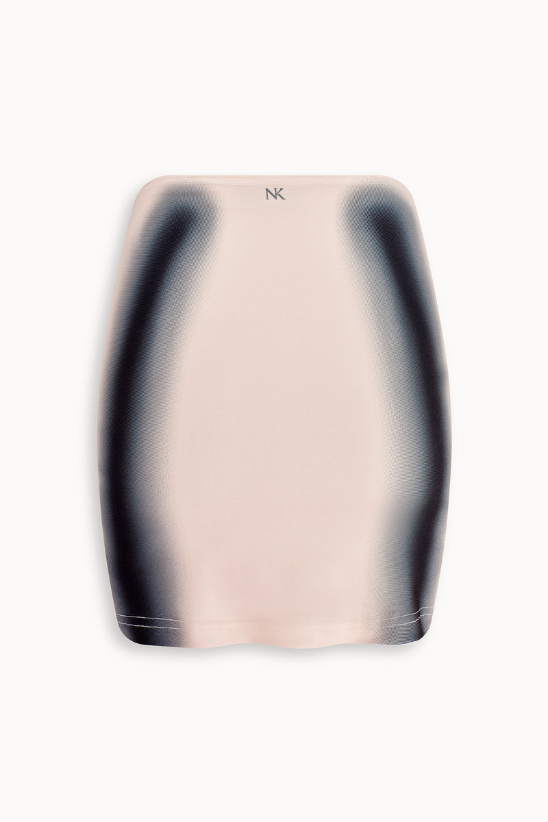 Strobe Print Mini Skirt in Papaya