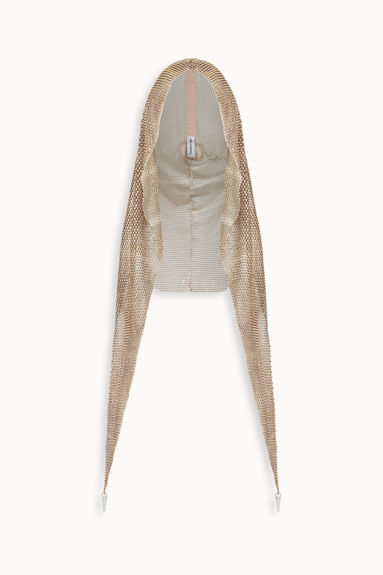 Crystal Embellished Draped Hood in Gold