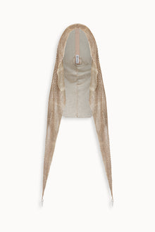 Crystal Embellished Draped Hood in Gold