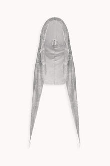 Crystal Embellished Draped Hood in Silver