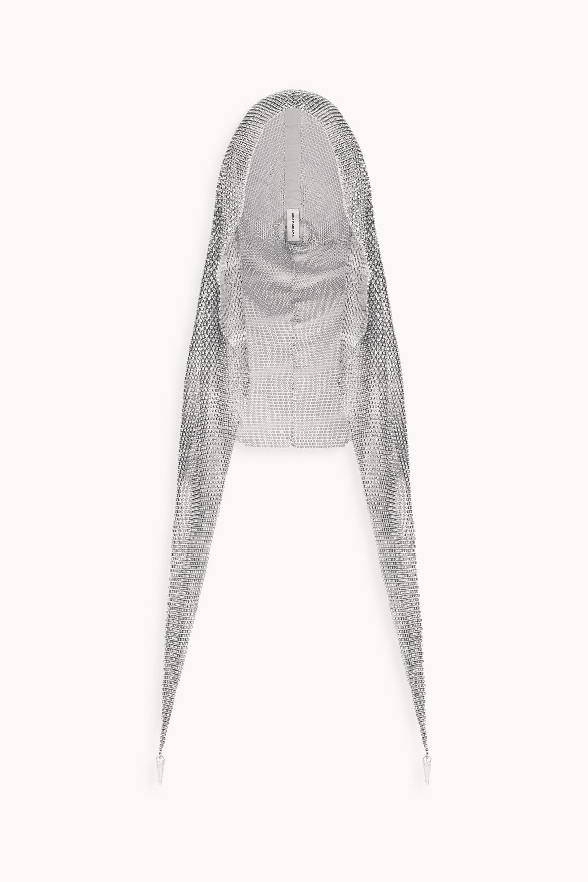 Crystal Embellished Draped Hood in Silver