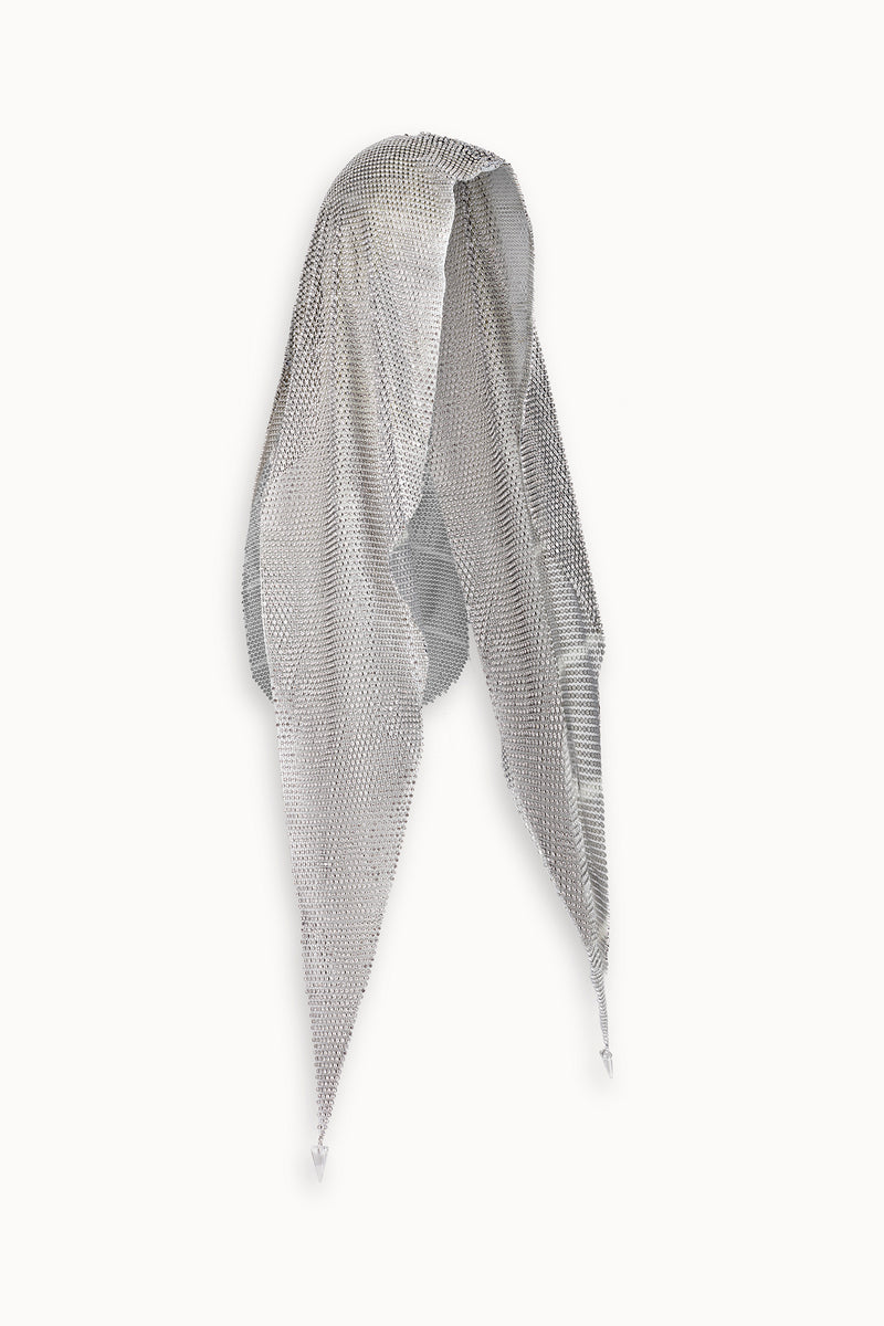 Crystal Embellished Draped Hood in Silver