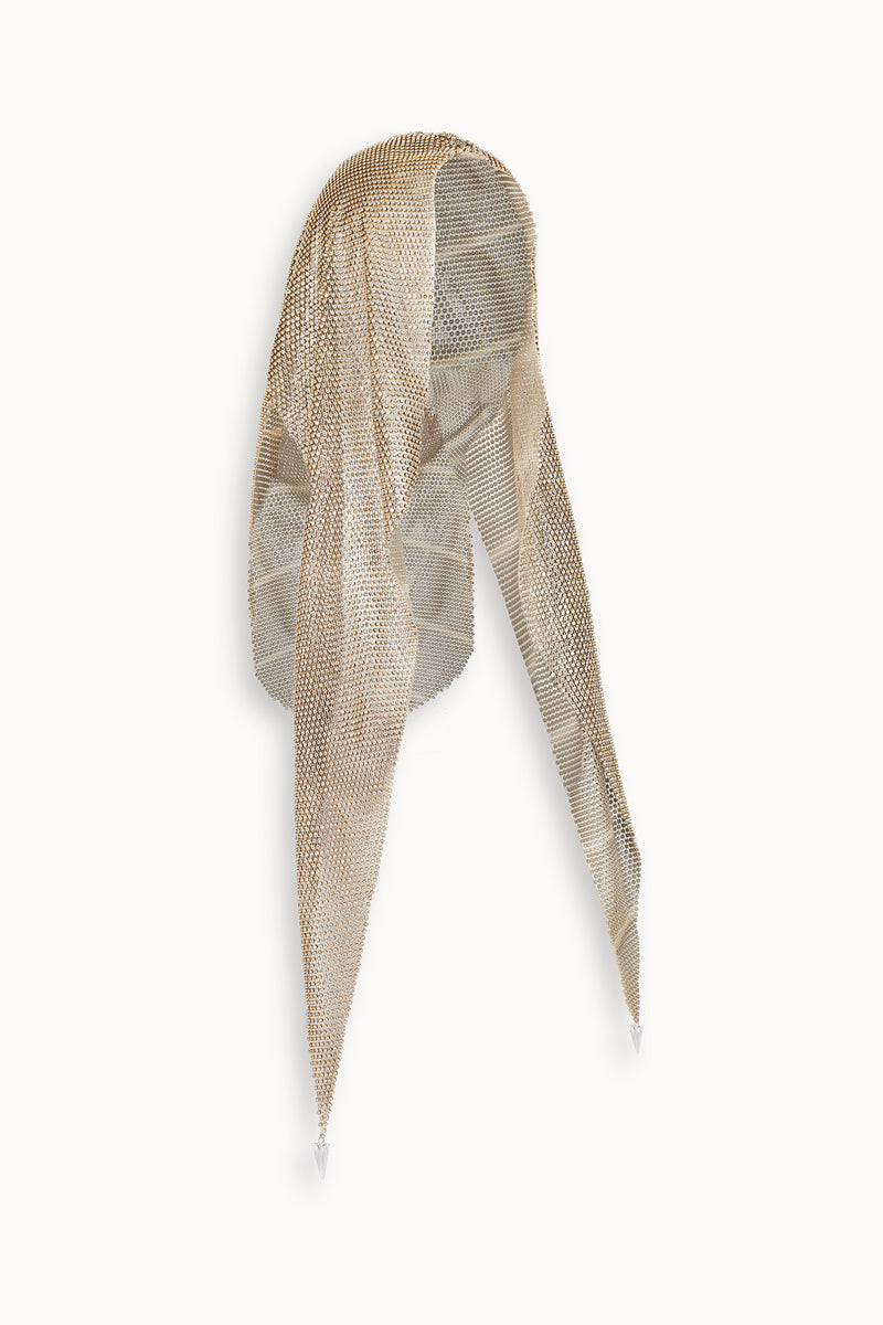 Crystal Embellished Draped Hood in Gold